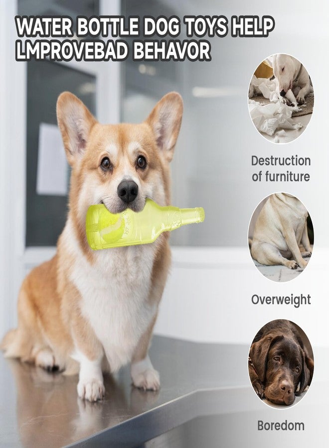 Qiuruoo Water Bottle Dog Toy,Dog Toys for Aggressive Chewers,Water Bottle with Tennis Ball,Suitable for Small and Medium Pets to Exercise Outdoors(Yellow) - Image 3